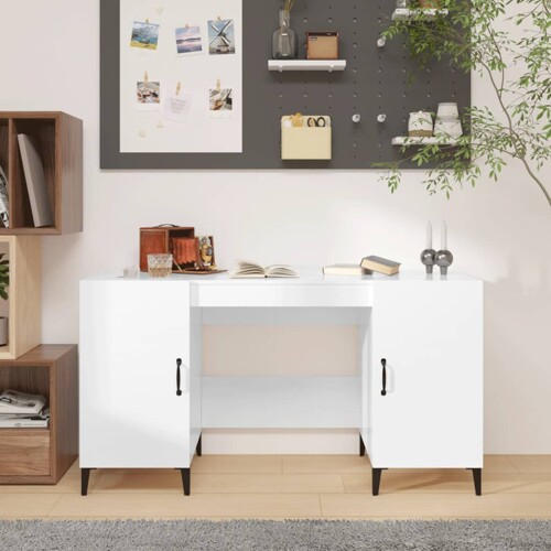 vidaXL Radni stol visoki sjaj bijeli 140x50x75 cm konstruirano drvo