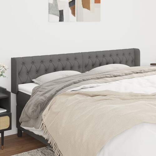 vidaXL Uzglavlje s ušima tamnosivo 203x16x78/88 cm od tkanine