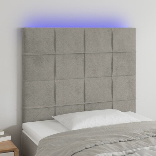 vidaXL LED uzglavlje svjetlosivo 100x5x118/128 cm baršunasto