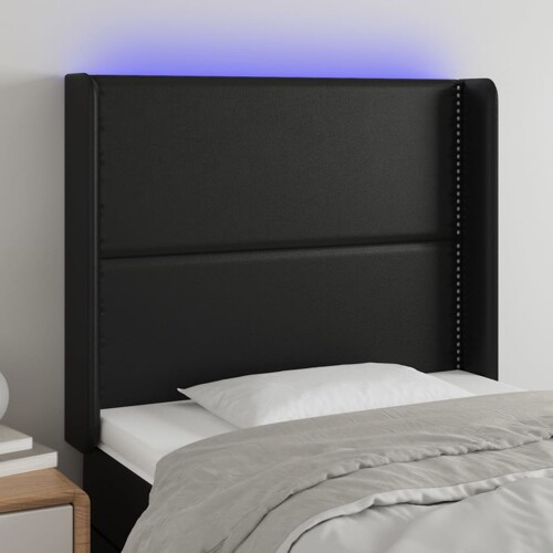 vidaXL LED uzglavlje crno 103x16x118/128 cm od umjetne kože