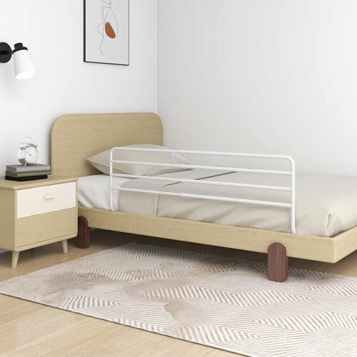 vidaXL Sigurnosna ograda za krevetić bijela (76-137) x 55 cm željezna