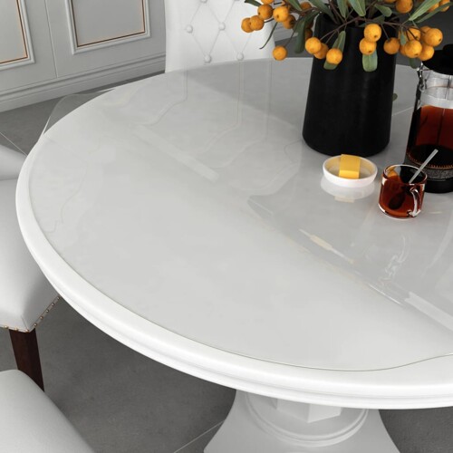 vidaXL Zaštita za stol prozirna Ø 90 cm 2 mm PVC