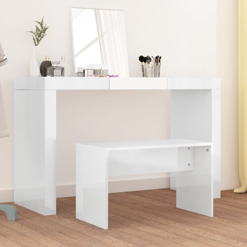 vidaXL Toaletni stolac sjajni bijeli 70 x 35 x 45 cm konstruirano drvo