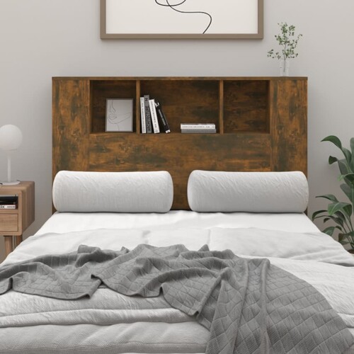 vidaXL Uzglavlje s ormarićem boja dimljenog hrasta 120x18,5x102,5 cm