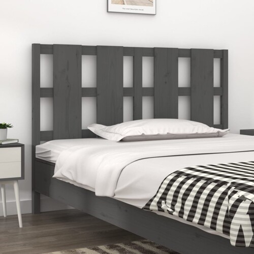 vidaXL Uzglavlje za krevet sivo 125,5 x 4 x 100 cm od masivne borovine