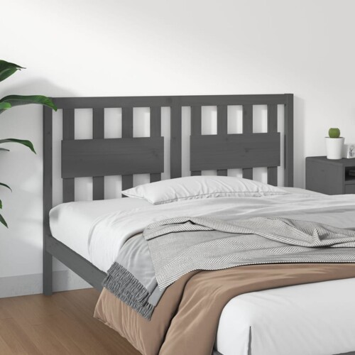 vidaXL Uzglavlje za krevet sivo 125,5 x 4 x 100 cm od masivne borovine