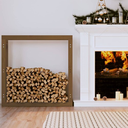 vidaXL Stalak za drva za ogrjev boja meda 100x25x100 cm od borovine