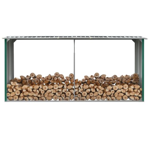 vidaXL Vrtna ostava za drva od pocinčanog čelika 330x92x153 cm zelena