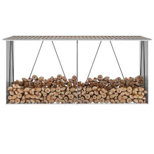 vidaXL Vrtna ostava za drva od pocinčanog čelika 330x84x152 cm smeđa