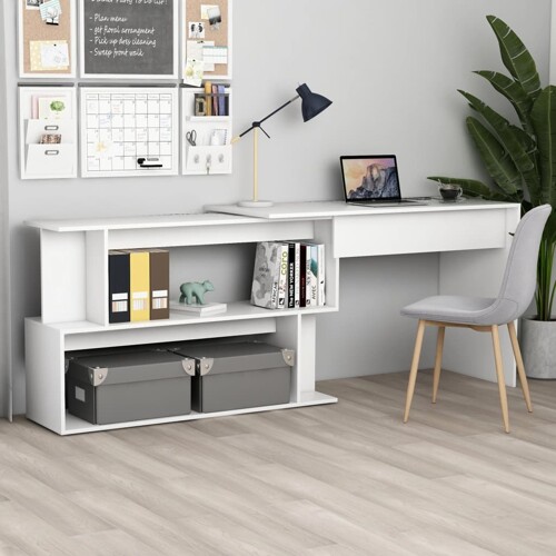 vidaXL Kutni radni stol bijeli 200 x 50 x 76 cm od konstruiranog drva