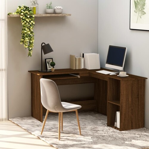vidaXL Kutni radni stol boja hrasta 120x140x75 cm konstruirano drvo