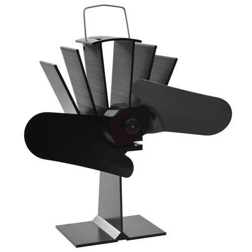 vidaXL Ventilator za peć na toplinski pogon s 2 lopatice crni