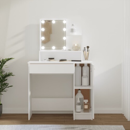 vidaXL Toaletni stolić s LED svjetlima bijeli 86,5x35x136 cm