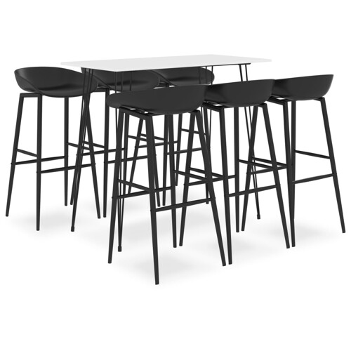 vidaXL 7-dijelni barski set bijelo-crni