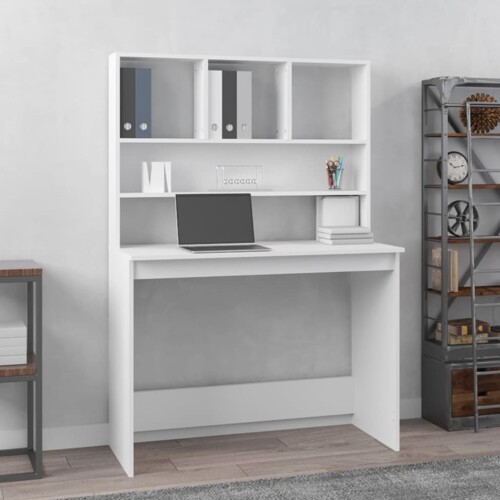 vidaXL Radni stol s policama bijeli 102x45x148 cm konstruirano drvo