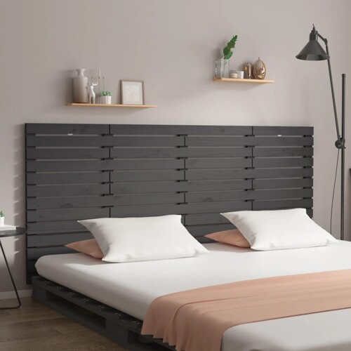 vidaXL Zidno uzglavlje sivo 206x3x91,5 cm od masivne borovine