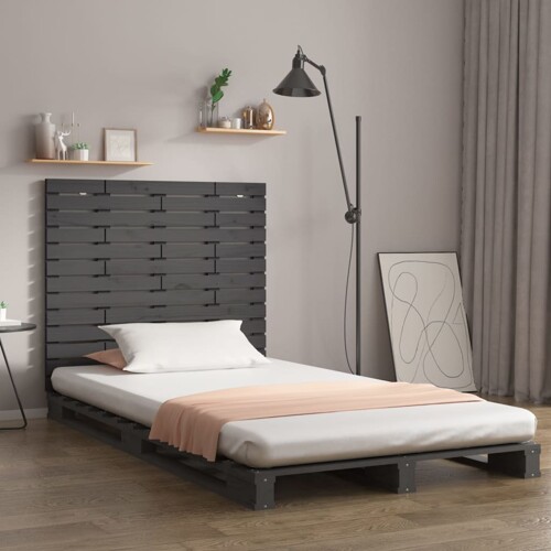 vidaXL Zidno uzglavlje sivo 146x3x91,5 cm od masivne borovine