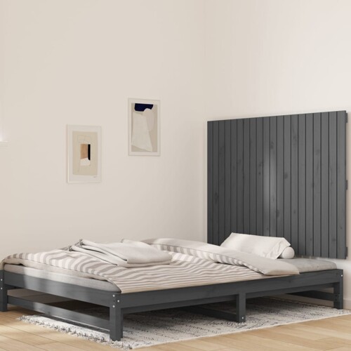 vidaXL Zidno uzglavlje sivo 127,5x3x90 cm od masivne borovine
