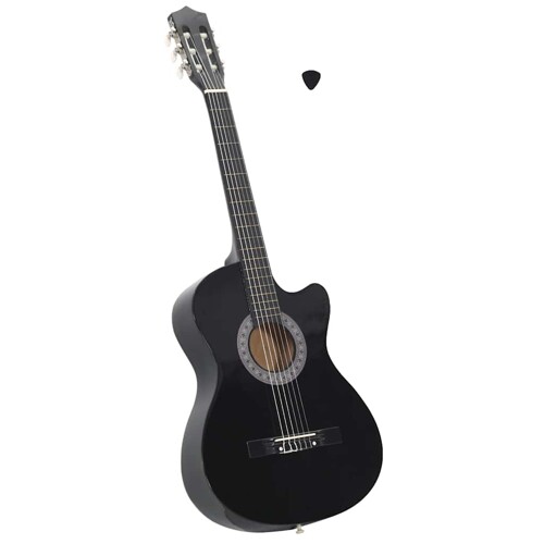 vidaXL Klasična gitara Western s prorezom i 6 žica crna 38 \\"