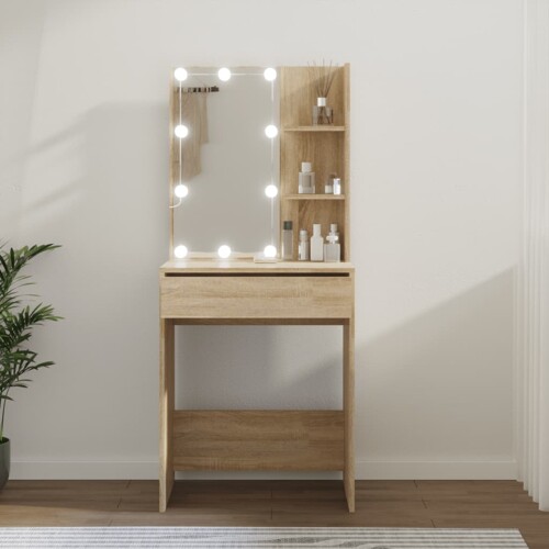 vidaXL Toaletni stolić s LED svjetlima boja hrasta sonome 60x40x140 cm