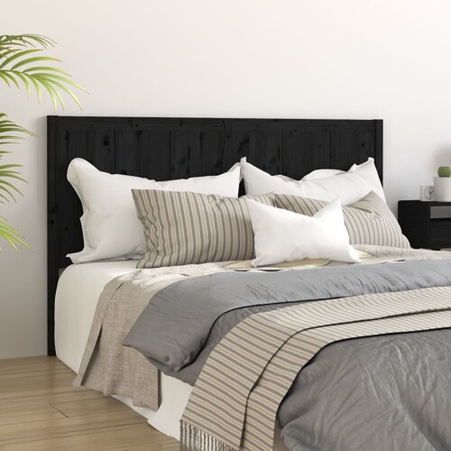 vidaXL Uzglavlje za krevet crno 125,5 x 4 x 100 cm od masivne borovine