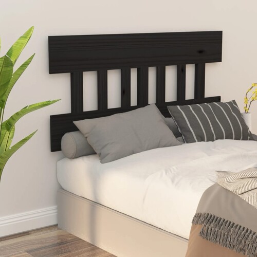 vidaXL Uzglavlje za krevet crni 183,5x3x81 cm od masivne borovine