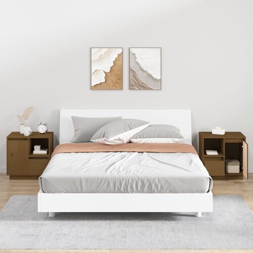 vidaXL Noćni ormarići 2 kom boja meda 50x34x50 cm od masivne borovine