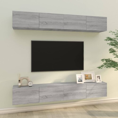 vidaXL Zidni TV ormarići 4 kom boja sivog hrasta sonome 100x30x30 cm