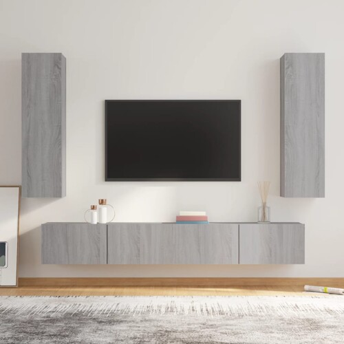 vidaXL 4-dijelni set TV ormarića sivog sonome konstruirano drvo