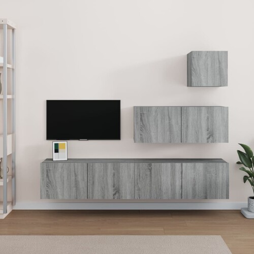 vidaXL 4-dijelni set TV ormarića sivog sonome konstruirano drvo