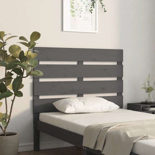 vidaXL Uzglavlje sivo 100 x 3 x 80 cm od masivne borovine