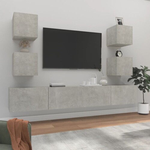 vidaXL 6-dijelni set TV ormarića siva boja betona drveni