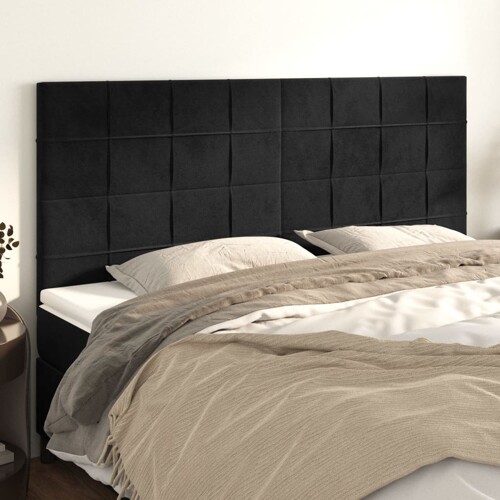 vidaXL Uzglavlje 4 kom crni 100x5x78/88 cm baršunasta