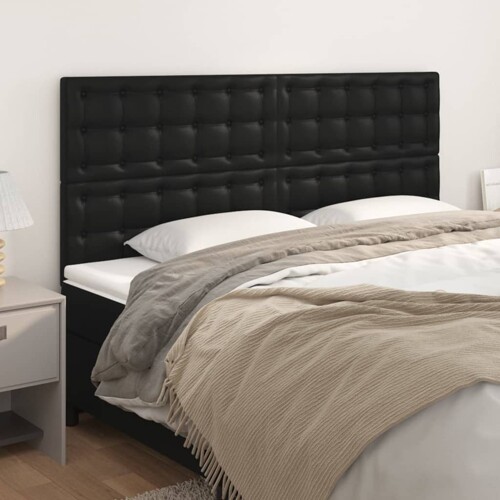 vidaXL Uzglavlje 4 kom crni 100x5x78/88 cm od umjetne kože