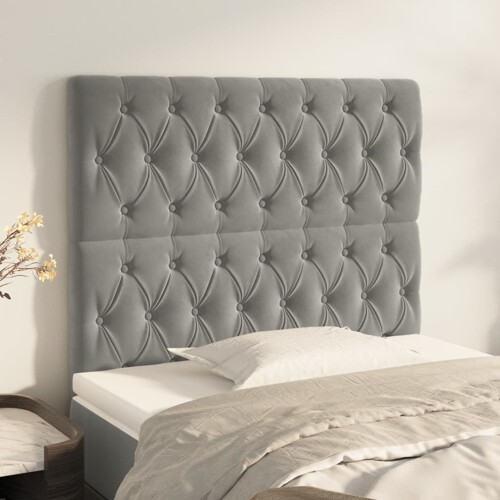 vidaXL Uzglavlja 2 kom svjetlosiva 100x7x78/88 cm baršunasta