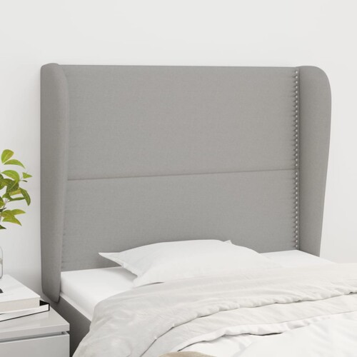 vidaXL Uzglavlje s ušima svjetlosivo 103x23x118/128 cm od tkanine