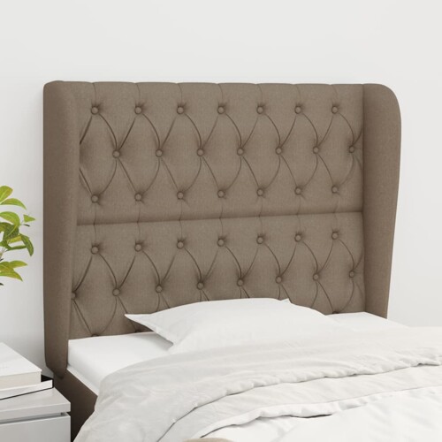 vidaXL Uzglavlje s ušima smeđesivo 103x23x118/128 cm od tkanine
