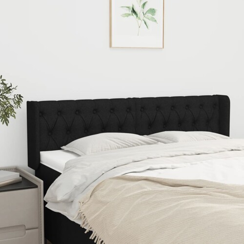 vidaXL Uzglavlje s ušima crno 147x16x78/88 cm od tkanine