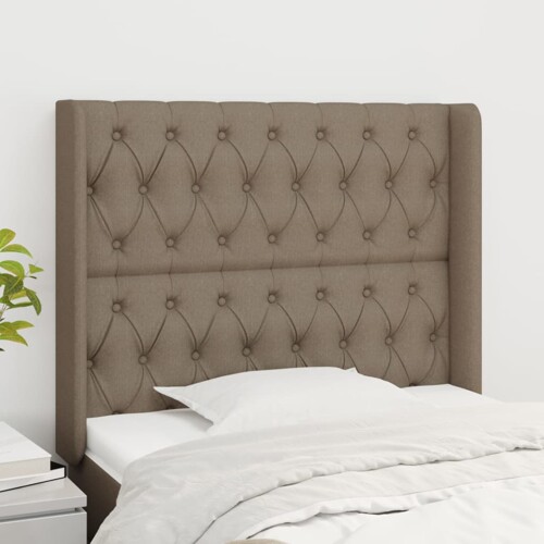 vidaXL Uzglavlje s ušima smeđesivo 103x16x118/128 cm od tkanine