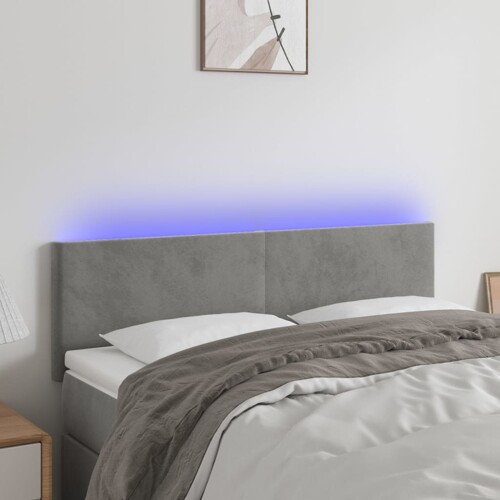 vidaXL LED uzglavlje svjetlosivo 144x5x78/88 cm baršunasto