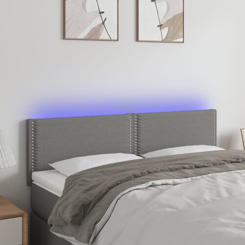 vidaXL LED uzglavlje tamnosivo 144x5x78/88 cm od tkanine