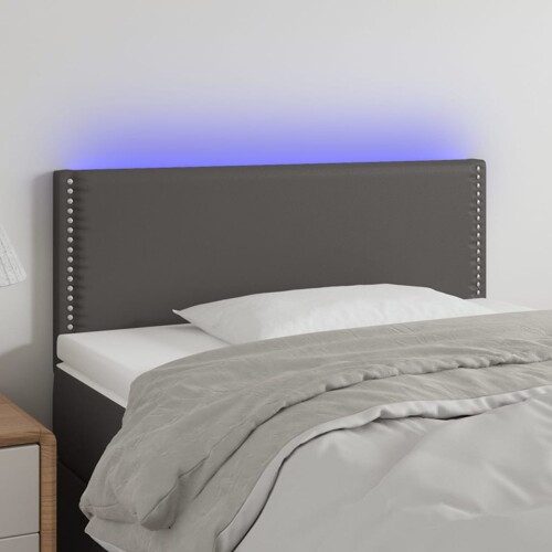 vidaXL LED uzglavlje sivo 80 x 5 x 78/88 cm od umjetne kože