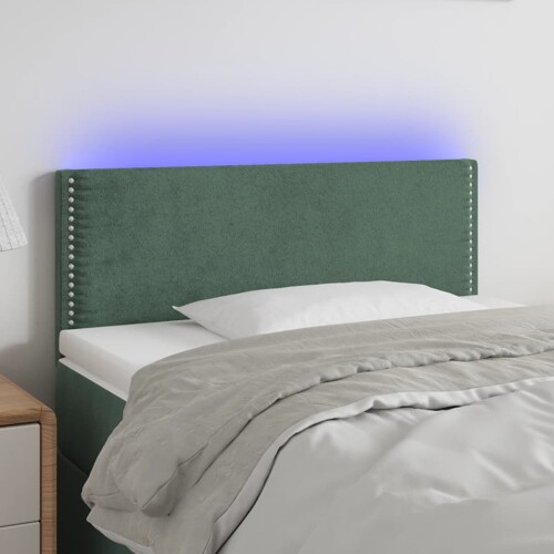 vidaXL LED uzglavlje tamnozeleno 100x5x78/88 cm baršunasto