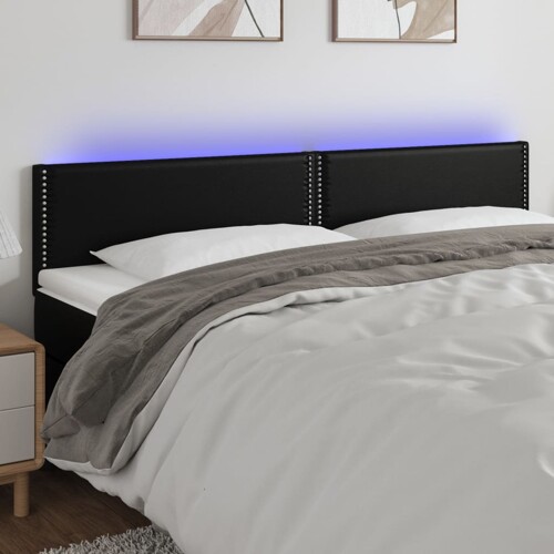 vidaXL LED uzglavlje crno 180 x 5 x 78/88 cm od umjetne kože