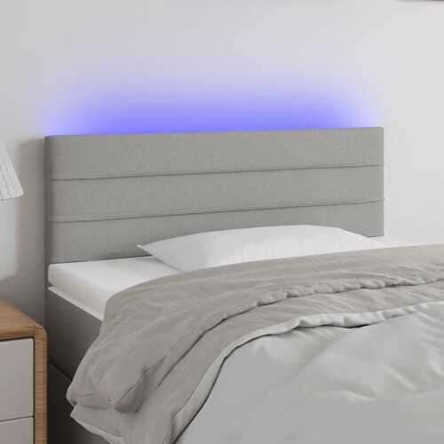 vidaXL LED uzglavlje svjetlosivo 100x5x78/88 cm od tkanine