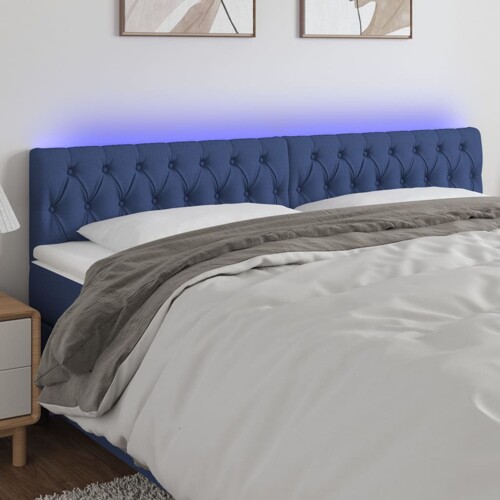 vidaXL LED uzglavlje plavo 200 x 7 x 78/88 cm od tkanine