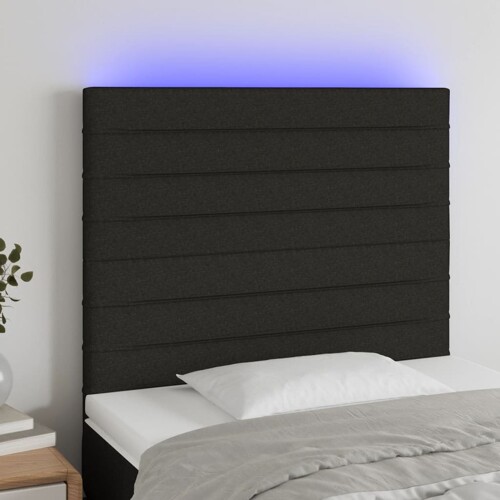 vidaXL LED uzglavlje crno 100x5x118/128 cm od tkanine