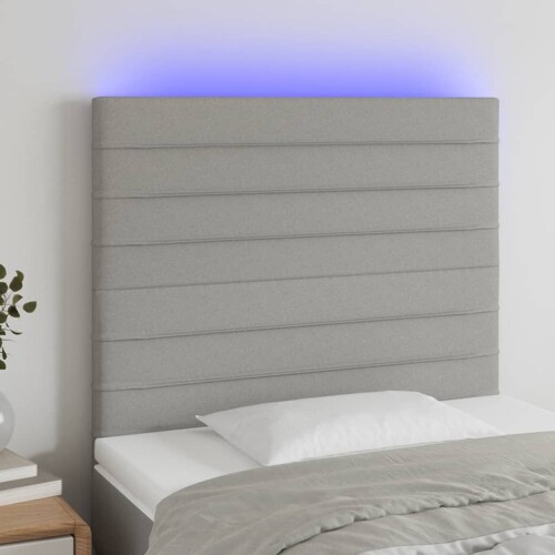 vidaXL LED uzglavlje svjetlosivo 100x5x118/128 cm od tkanine