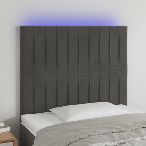 vidaXL LED uzglavlje tamnosivo 90x5x118/128 cm baršunasto