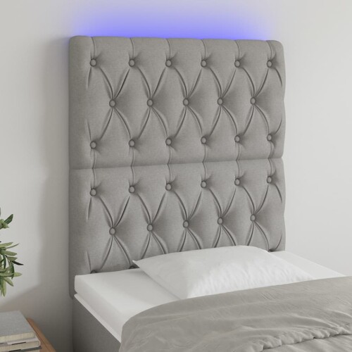 vidaXL LED uzglavlje svjetlosivo 80x7x118/128 cm od tkanine
